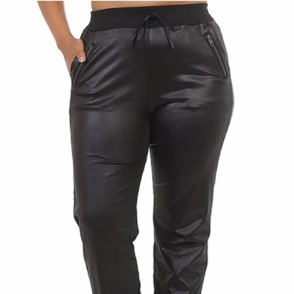 Faux leather  sexy joggers - Picture 3 of 5